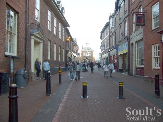 Market Street, Tamworth, looking towards the Town Hall (22 Dec 2008). Photograph by Graham Soult