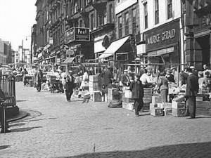 1950s scene showing Maurice Gerald in Newcastle's Bigg Market