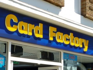 Typical Card Factory fascia. Photograph by Graham Soult