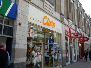 Clinton Cards store in South Shields (18 Jun 2010). Photograph by Graham Soult