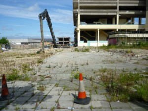 Surrounding buildings have already been demolished (18 Jun 2010). Photograph by Graham Soult