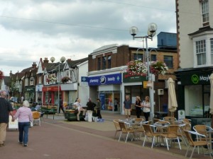 Horley's attractive High Street (4 Sep 2010). Photograph by Graham Soult