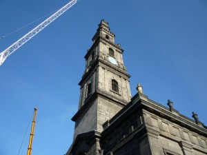 Cranes over the Holy Trinity Church, Leeds (21 Jan 2011). Photograph by Graham Soult