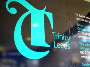 Trinity Leeds logo (21 Jan 2011). Photograph by Graham Soult