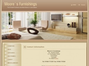 Screenshot of Moores Furnishing website (17 May 2011)