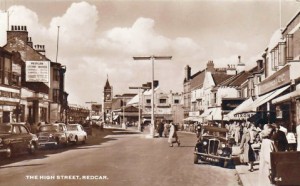 Old postcard of Redcar High Street, c.1950s