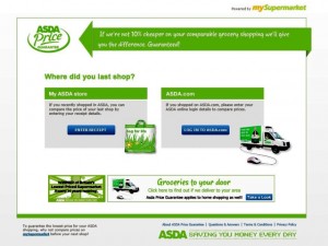 Asda Price Guarantee website welcome screen (6 Aug 2011)