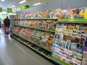 Magazines and greetings cards, Asda Supermarket, Gateshead (8 Aug 2011). Photograph by Graham Soult