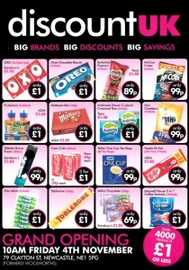 Discount UK flyer for new Newcastle store