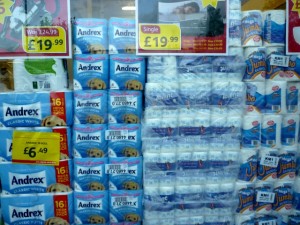 Window display, Poundstretcher Wombwell (3 Nov 2011). Photograph by Graham Soult