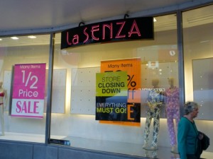 La Senza closing down in Newcastle (2 Jan 2012). Photograph by Graham Soult