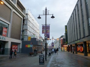 Northumberland Street, Newcastle, with new BHS on the left (1 Jan 2012). Photograph by Graham Soult