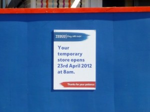 New temporary Tesco, Gateshead (1 Apr 2012). Photograph by Graham Soult