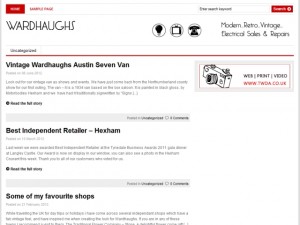 Screenshot of Wardhaughs of Hexham's blog (31 Aug 2012)
