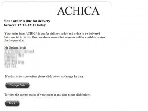 Achica delivery email from DPD (7 Sep 2012) 