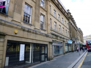 Empty shops in Market Street, Newcastle (22 Aug 2012). Photograph by Graham Soult