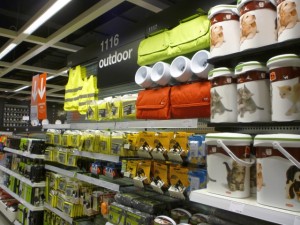 Outdoor products at Clas Ohlson in Newcastle (24 Aug 2011). Photograph by Graham Soult