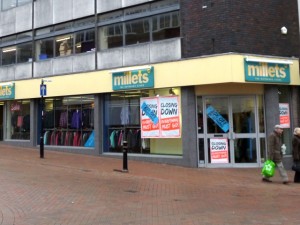 Closing-down Millets in Stafford (3 Feb 2013). Photograph by Graham Soult