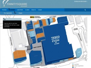 Letting plan from Trinity Square website, with let units in dark blue (19 May 2013)