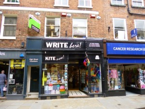 Shrewsbury's independent stationery and kite shop, Write Here Kite Now (10 Jun 2013). Photograph by Graham Soult