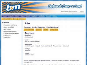 B&M jobs site (18 Oct 2013)