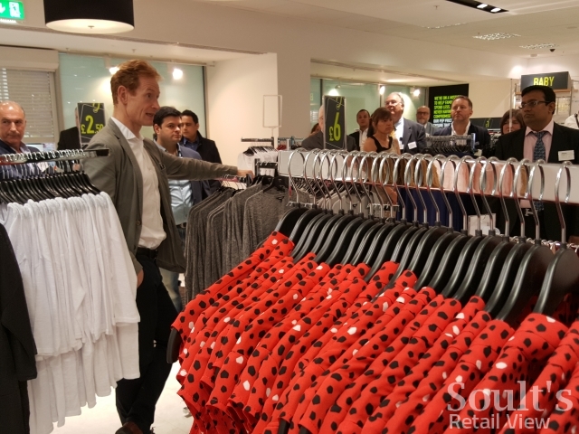 Andy Bond speaking to analysts instore at Pep&Co, Kettering (25 Jun 2015). Photograph by Graham Soult
