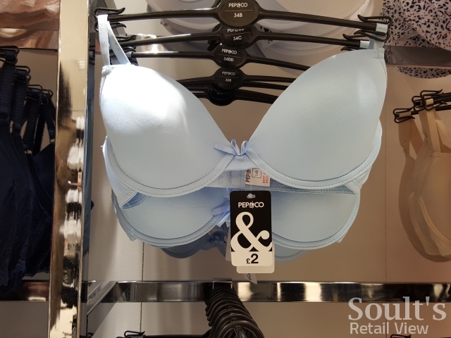 £2 bras at Pep&Co, Kettering (25 Jun 2015). Photograph by Graham Soult