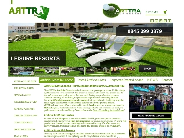 Arttra Artificial Grass website (9 Feb 2016)