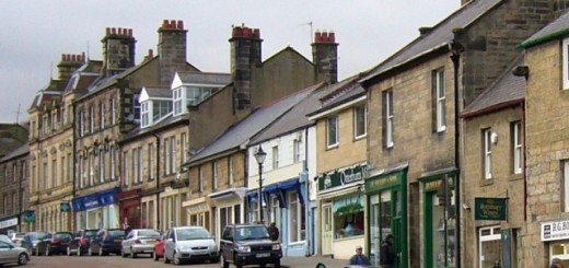 Rothbury's High Street (13 February 2010). Photograph by Graham Soult