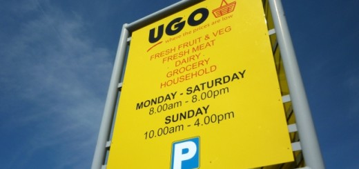 Signage at UGO store, Eston (4 May 2011). Photograph by Graham Soult