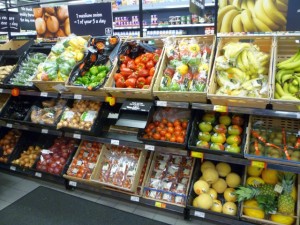 Fruit and veg section, Asda Supermarket, Gateshead (8 Aug 2011). Photograph by Graham Soult