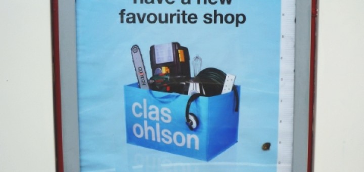 Clas Ohlson poster on Metro (8 Aug 2011). Photograph by Graham Soult