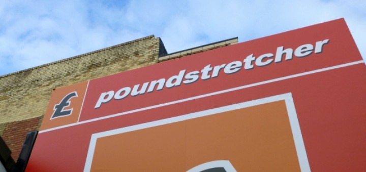Sign at Poundstretcher in Ashington (21 Mar 2012). Photograph by Graham Soult