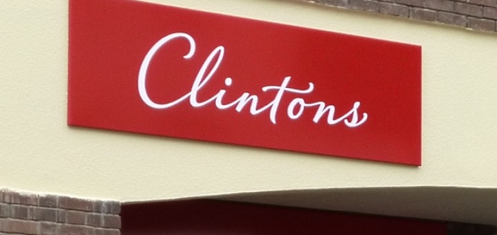 New Clintons signage at Stowmarket (2 Aug 2012). Photograph by Graham Soult