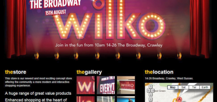 Promotion for Crawley store on Wilkinson website (15 Aug 2012)