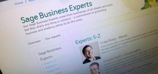 Sage Business Experts website (11 Dec 2012). Photograph by Graham Soult