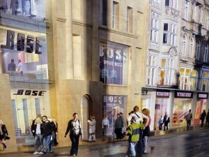 Poster showing Bose and Hugo Boss at Monument Mall, Newcastle (3 Mar 2013). Photograph by Graham Soult