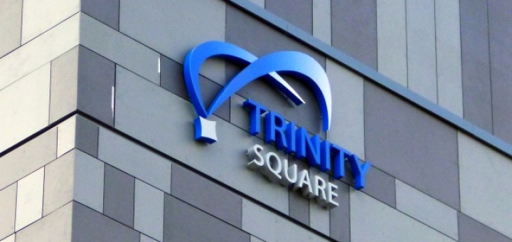 Scheme signage at Trinity Square, Gateshead (17 May 2013). Photograph by Graham Soult