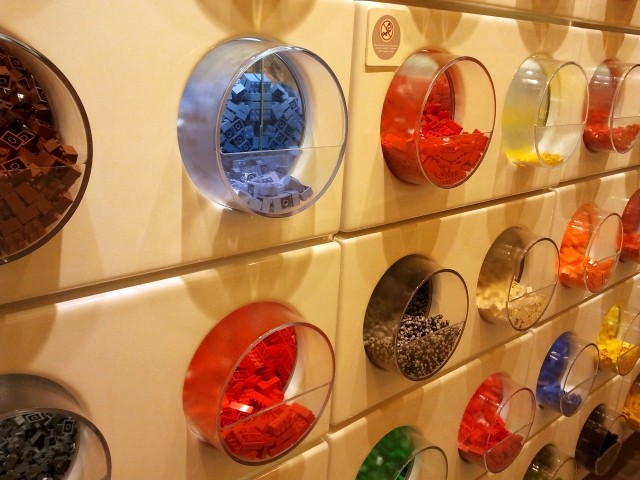 Pick and mix wall at Cardiff Lego Store (17 Aug 2012). Photograph by Graham Soult