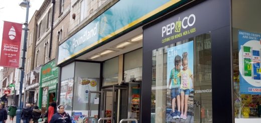 Pep&Co and Poundland in Woolwich (29 Mar 2017). Photograph by Graham Soult